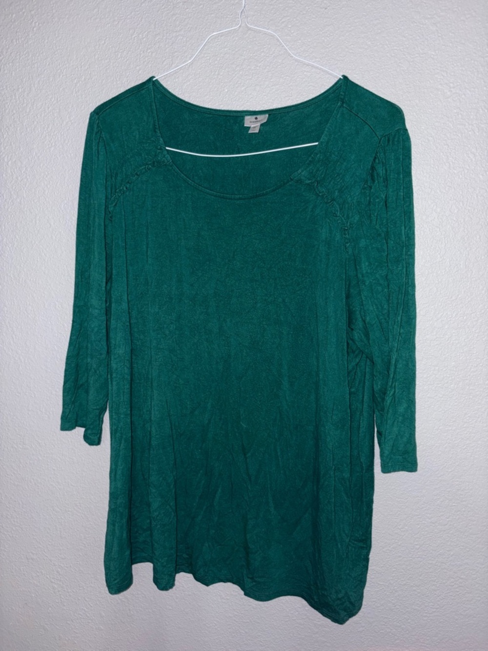 Dress Barn Teal Scoop Neck 3/4 Sleeve Tunic